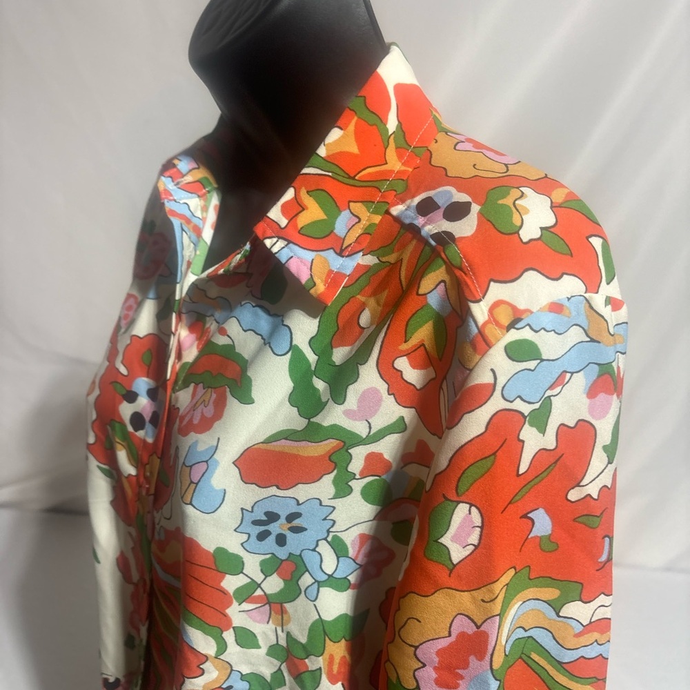 cupcakes & cashmere Multicolor Floral Paisley Tie Front Cropped Blouse Size : XS - Picture 7 of 16